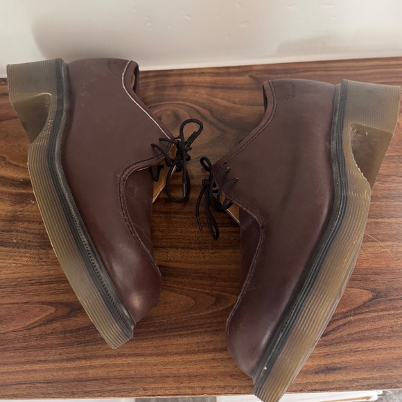 Vintage Dr. Martens UK sz4 Chunky Brown Lace Up Platform Loafer Made In England - Picture 2 of 14
